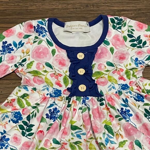 Georgia’s Boutique Long Sleeve Twirl Dresss Floral Blue White Pink Green 12-18 M - Picture 2 of 11